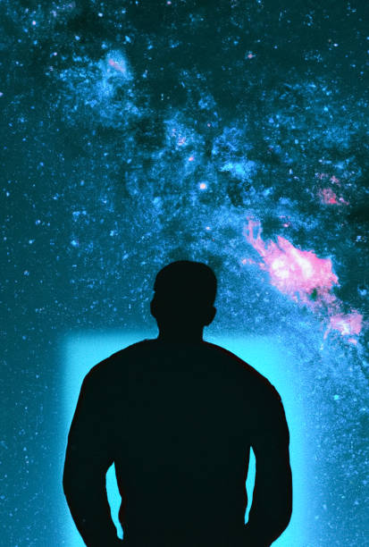 istock Portal to metaverse through the neon blue lit gateway 1414384411
