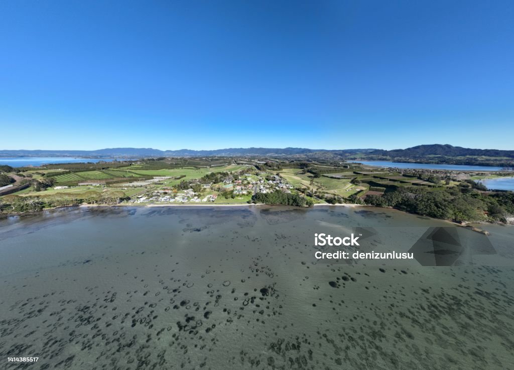 Beautiful aerial New Zealand coastline Beautiful aerial New Zealand coastline at 2022. Aerial View Stock Photo