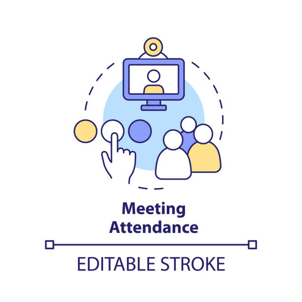 모임 참석 개념 아이콘 - attending stock illustrations