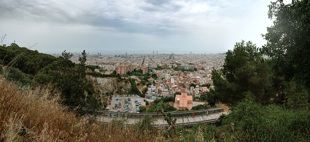 Panoramic view of Barcelona, Spain, as seen from Carmel hill