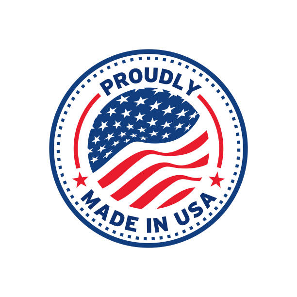 illustrations, cliparts, dessins animés et icônes de icône de marque made in usa avec sceau du drapeau américain. badge de qualité pour la conception d’emballage premium certifiée aux états-unis - guarantee seal