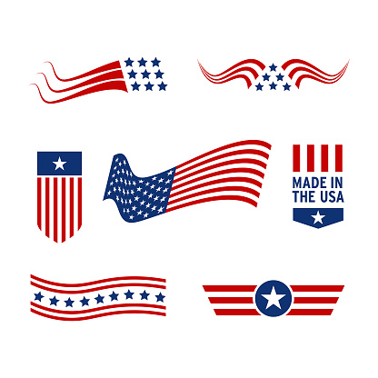 Made in the USA labels set, american product emblem