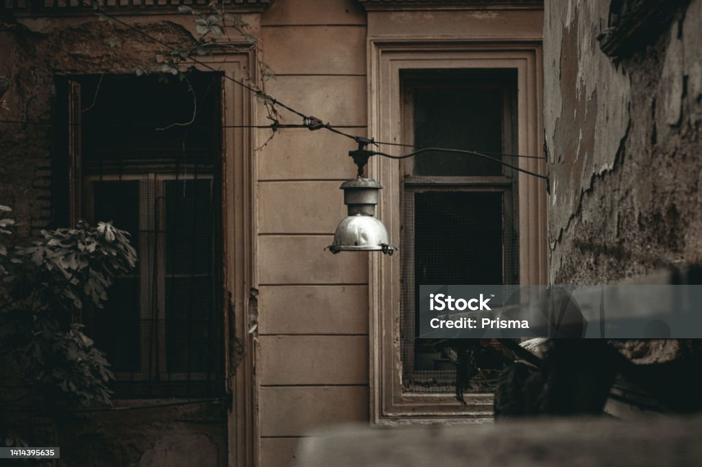Old street lamp Shot of an old street lamp Abandoned Stock Photo