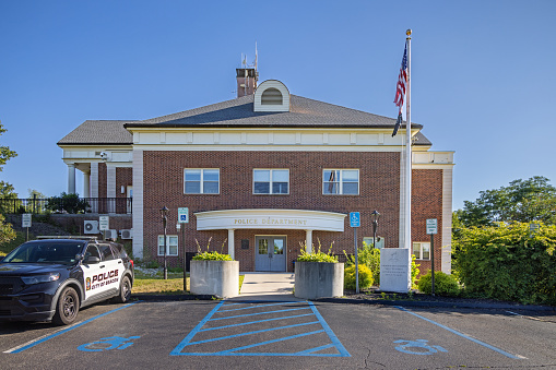 Beacon, Dutchess County, New York, NY, USA - July 3 2022: Front of the police station in Beacon which is a suburb to New York up the Hudson River