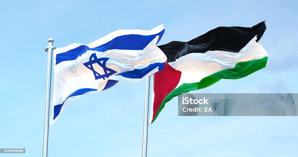 Israel vs Palestine flag waving 4k 4k Israeli Flag Stock Photo