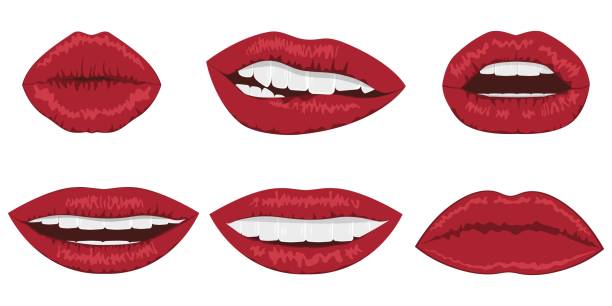 Lips. Set. Emotion. Mood. Vector. Graphics. Used for stickers, magazines, for print and web design. fish lips stock illustrations