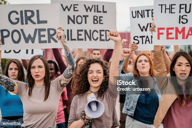 Young People Protesting For Equality And Womens Rights Stock Photo - Download Image Now