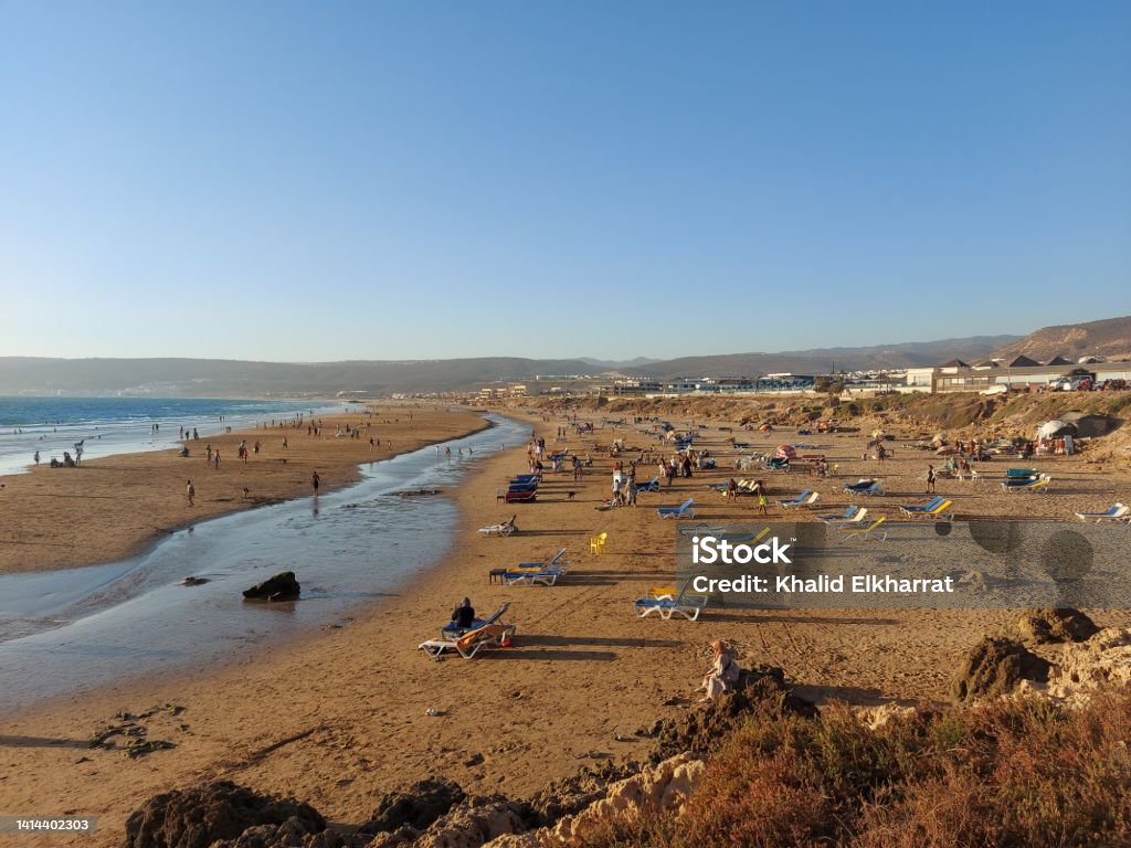 Imourane beach in Agadir Morocco Imourane beach near tamraght village in Agadir in the south of Morocco. Taghazout Stock Photo