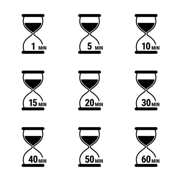 изолированная иллюстрация с таймером. - timer minute hand number 20 hourglass stock illustrations