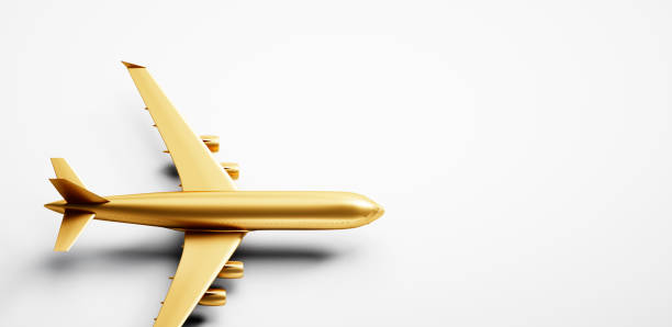 istock Golden airplane on background 1414405024