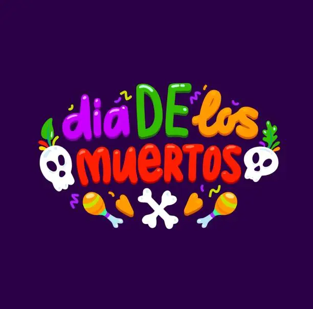 Vector illustration of Dia de los Muertos, Mexican holiday skull skull