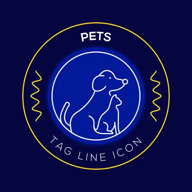 Vector illustration of Pets Circle Badge, Modern Logo Vector Icon Design Line Style
