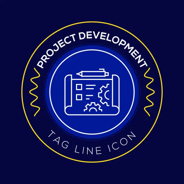 Vector illustration of Project Development Circle Badge, Modern Logo Vector Icon Design Line Style