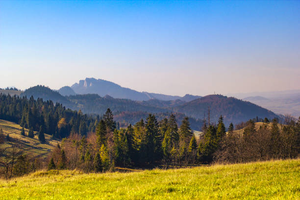 istock Pieniny Mountains in autumn at Three Crowns Mount background. View from Rozdiela Pass. 1414422211