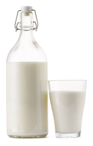istock Closed glass milk bottle isolated on white background 1414423949