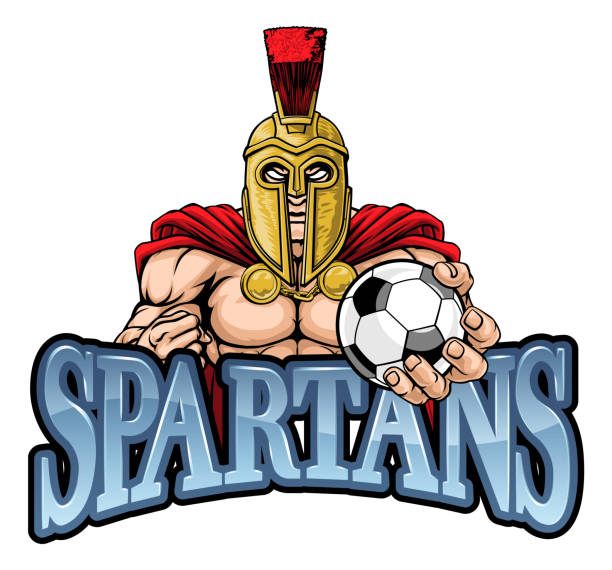 ilustrações, clipart, desenhos animados e ícones de mascote esportivo do futebol de troiano espartano - roman army isolated on white classical greek