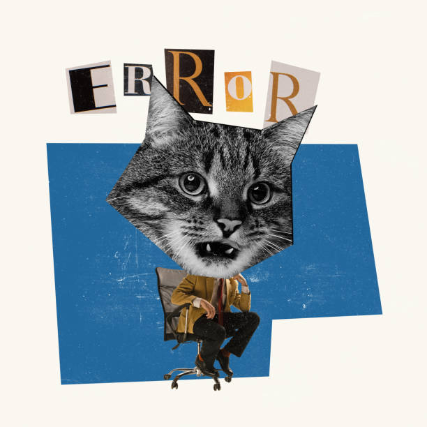 istock Contemporary art collage. Thoughtful man, businessman with big cat's muzzle head finding solutions to reduce errors in work 1414430208