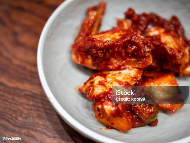 Korean Food Pickled Crab With Chili Sauce Stock Photo - Download Image Now - Fermenting, Appetizer, Chili Pepper