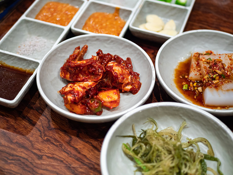 Korean Food: Pickled crab with chili sauce and appetizer
