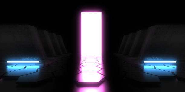 istock 3D abstract background with neon lights. neon tunnel .space construction . .3d illustration 1414432332