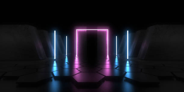 istock 3D abstract background with neon lights. neon tunnel .space construction . .3d illustration 1414432339