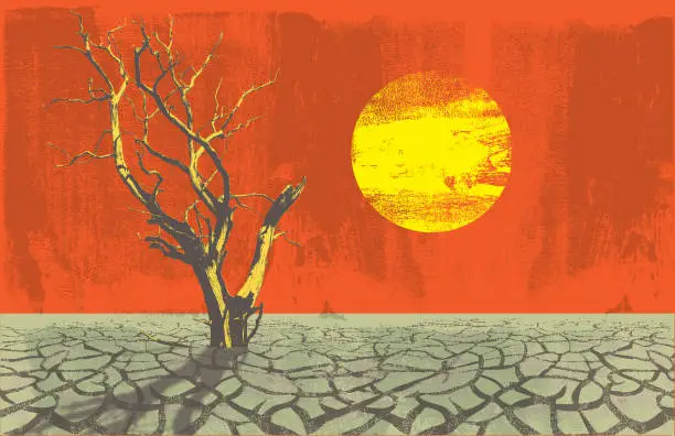 Vector illustration of Global Warming and Drought Theme