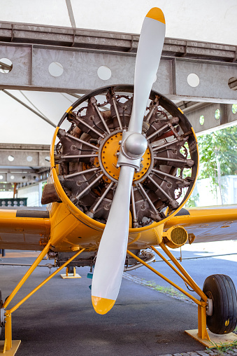 Old single propeller airplane
