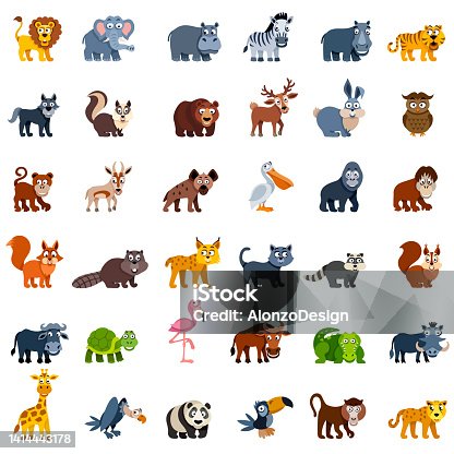 istock Cartoon Wild Animal Characters 1414443178