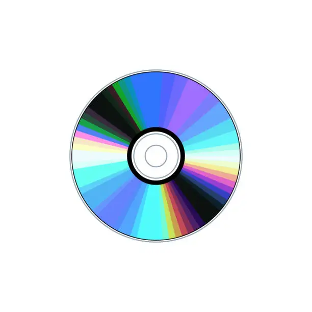 Vector illustration of CD disk icon. Compact Disc image. DVD disc for recording information.