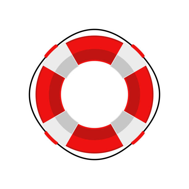 ilustrações de stock, clip art, desenhos animados e ícones de lifebuoy. help for the drowning. - life belt water floating on water buoy