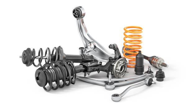 Wheel structure. Car wheel with brake isolated on a white background. 3d illustration