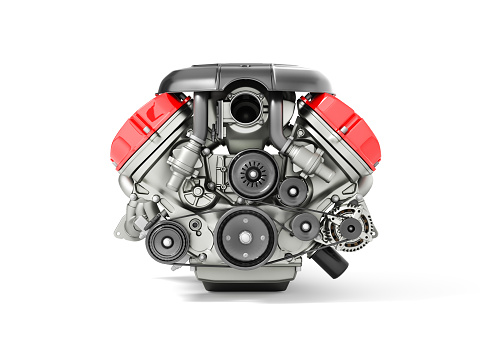 Car engine isolated on a white background. 3d illustration