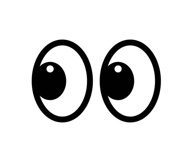 lächelnde augen schauen weg. emoji. ein aufkleber für eine chat-nachricht. - auge stock-grafiken, -clipart, -cartoons und -symbole