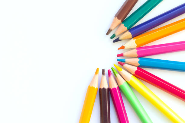 istock Set of multicolored rainbow pensil isolated on white background 1414454593