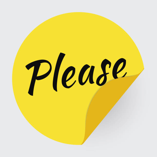Please hand drawn lettering. Promotional sticker with a turned edge on white background Please hand drawn lettering. Promotional sticker with a turned edge on white background,. Vector illustration please sign here stock illustrations