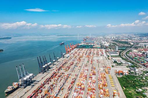 Commercial container terminal aerial photography