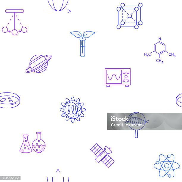 Science Seamless Pattern In Line Style Stock Illustration - Download ...