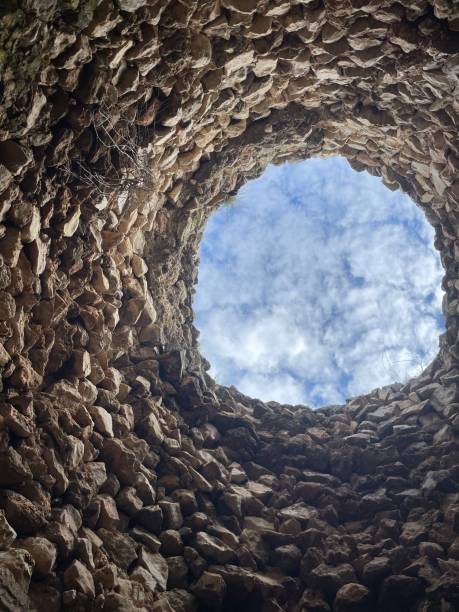 Ruins of Old Abandoned Building with Smokestack - Wide Angle
