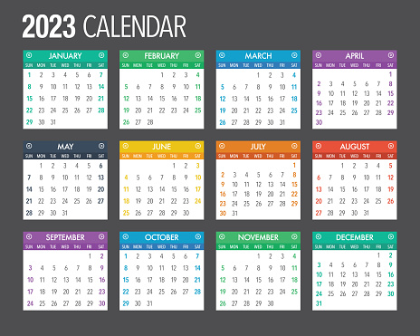 2023 English Calendar Template