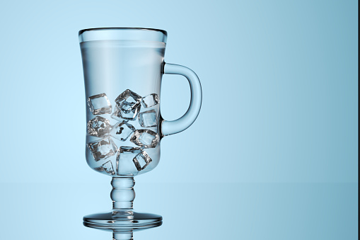 Glass of water with ice cubes. 3d render..