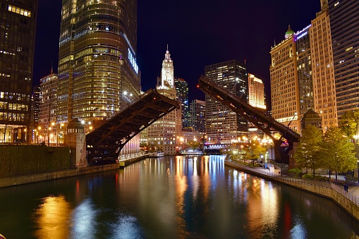 Bridge up on Chicago river