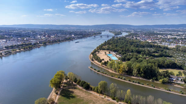 istock Confluence of rivers Main and Rhine, Germany - aerial panoramic view 1414474949