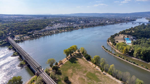 istock Confluence of rivers Main and Rhine, Germany - aerial panoramic view 1414474957