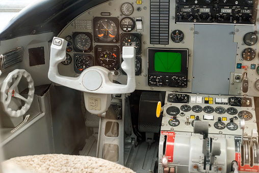 Private jet aircraft cockpit
