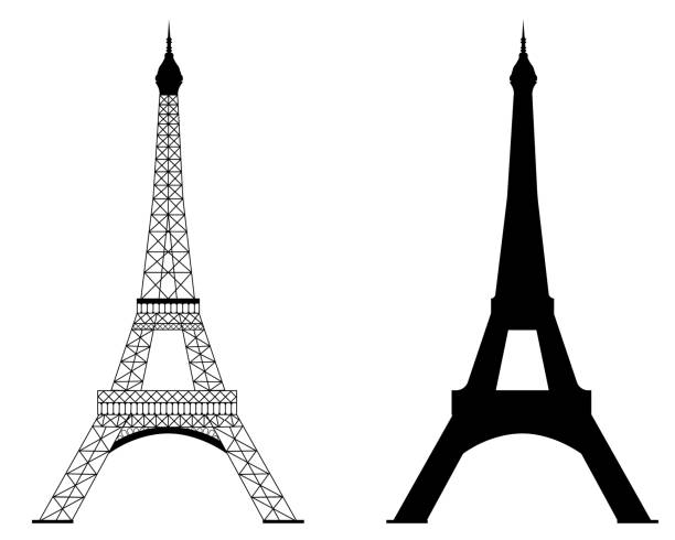 эйфелева башня векторная иллюстрация - paris france eiffel tower architecture france stock illustrations