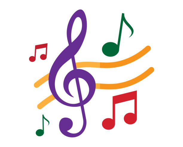 カラフルな音部記号と音符のベクトルイラスト - treble clef musical symbol music clipping path点のイラスト素材／クリップアート素材／マンガ素材／アイコン素材