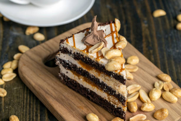 istock caramel cake with peanuts and buttercream, close up 1414489605