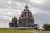 Wooden churches on island of Kizhi in Karelia, Russia