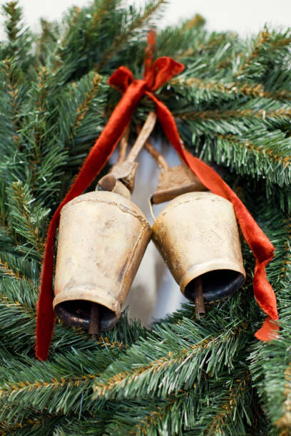 istock Spruce wreath with vintage Christmas bells 1414492847