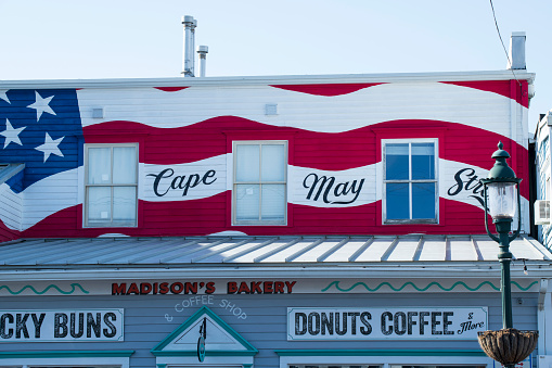 Cape May, USA - April 15, 2022. Madisons Bakery store at Washington Street Mall in downtown Cape May, New Jersey, USA